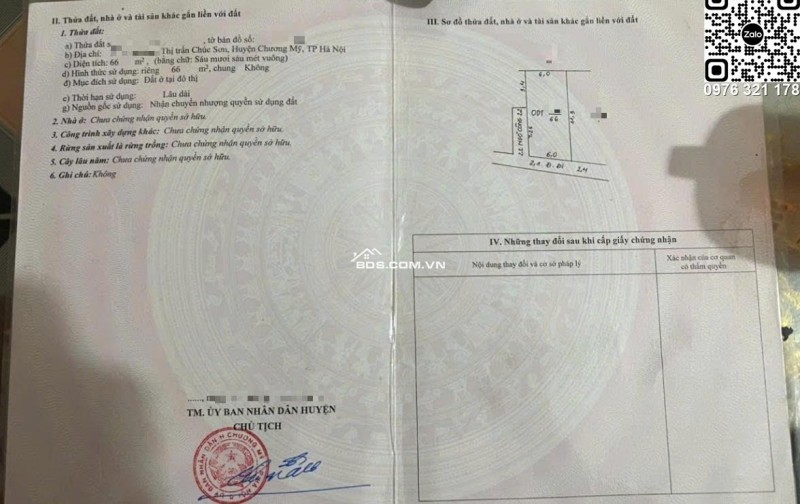 Bán đất thị trấn Chúc Sơn Chương Mỹ 66m2 chỉ nhỉnh 3 tỷ