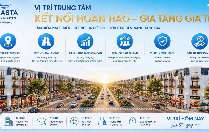 Vlasta Thuỷ Nguyên-Đón sóng tủng tâm hành chính mới Hải Phòng,tiềm năng tăng giá cao.Nhận nhà ngay