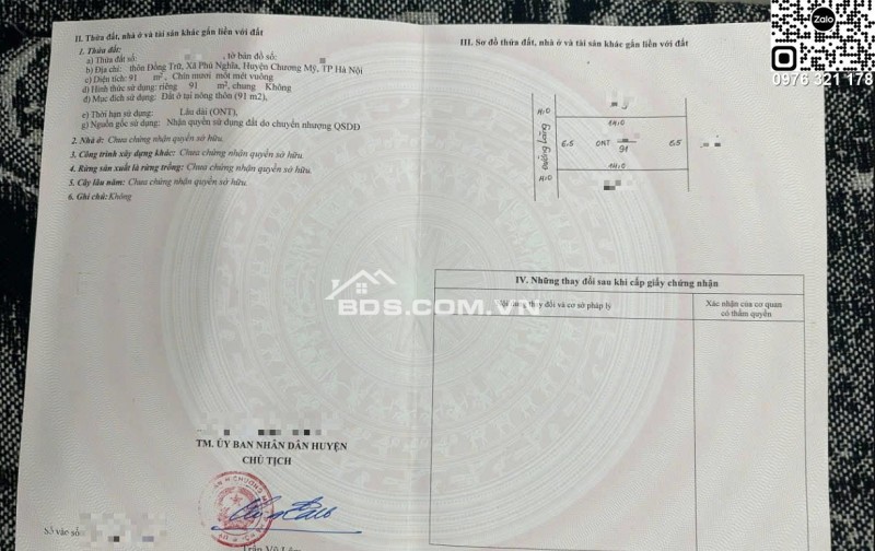 Bán đất KCN Phú Nghĩa Chương Mỹ 91m2 giá nhỉnh 3 tỷ