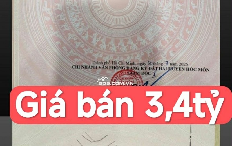 ĐẤT ĐẸP GIÁ RẺ HẺM THÔNG CÒN SÓT LẠI GẦN CHỢ HÓC MÔN