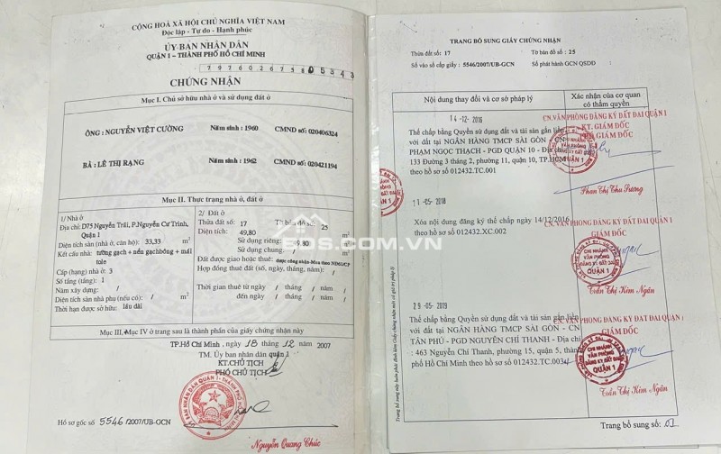 bán nhà hẻm nguyễn trãi phường nguyễn cư trinh quận nhất