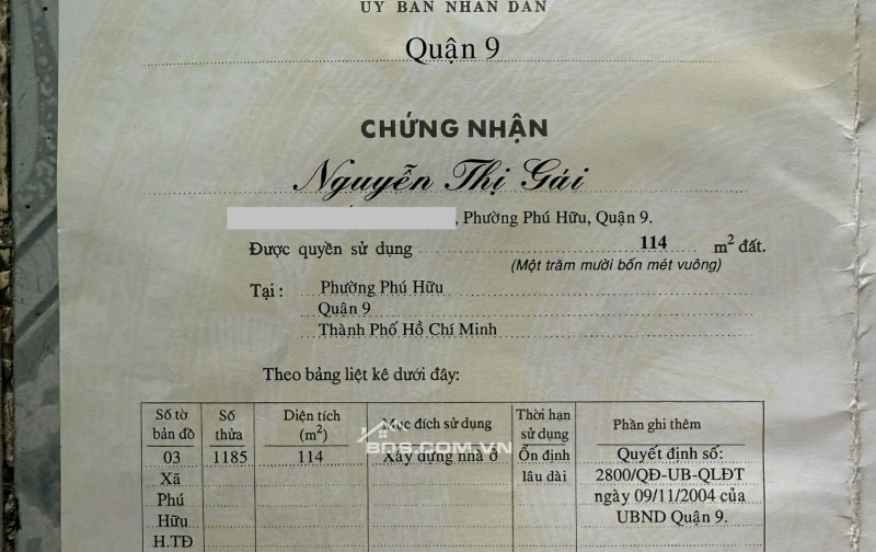 BÁN ĐẤT TRUNG TÂM PHƯỜNG LONG TRƯỜNG (PHƯỜNG PHÚ HỮU CŨ)