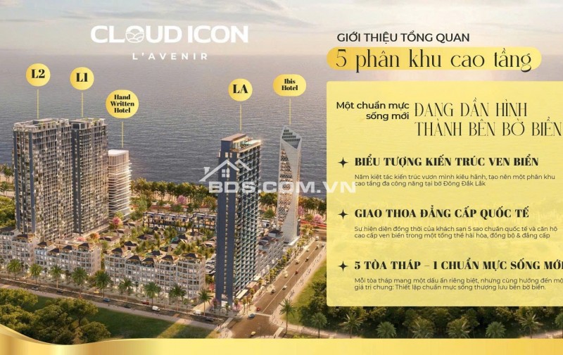 Cloud Icon L'Avenir tuyệt tác căn hộ chạm biển-biểu tượng cao tầng ven biển đầu tiên ở Đông Đắk Lắk