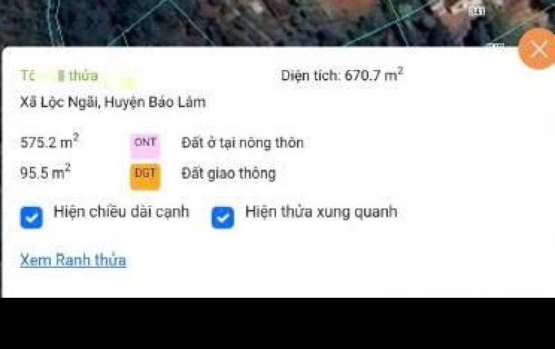 Sở hữu ngay lô đất đẹp MT đường DT725 xã lộc ngãi, huyện bảo lâm, lâm đồng dt 671m2