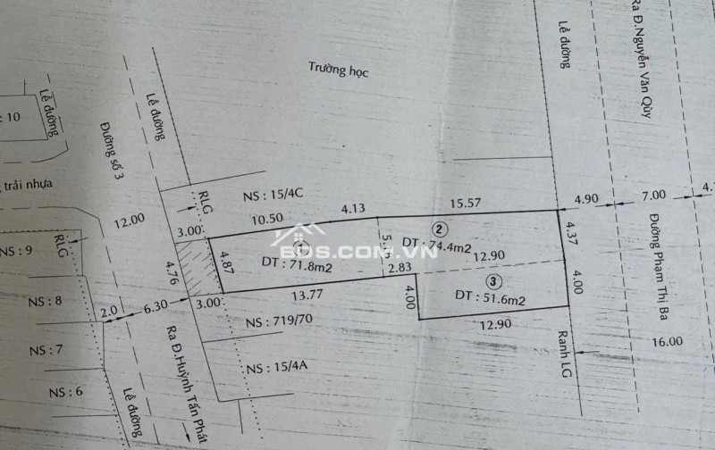 Bán đất tại Phạm Thị Ba, Phường Phú Thuận Q7. Dt 4x13 + 4x18+ 4,37x16m