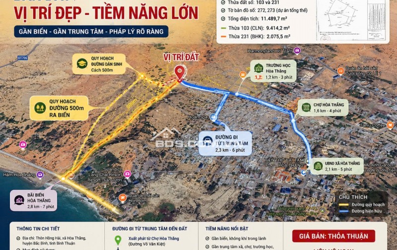 Đất gần biển Hòa Thắng. Quỹ đất lớn hiếm có dành cho Quý khách hàng đầu tư nhé!