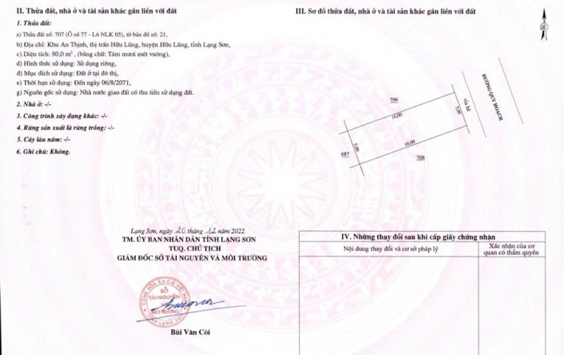 Bán Lô Đất 80m2 đường trục chính trung tâm huyện Hữu Lũng, tỉnh Lạng Sơn.