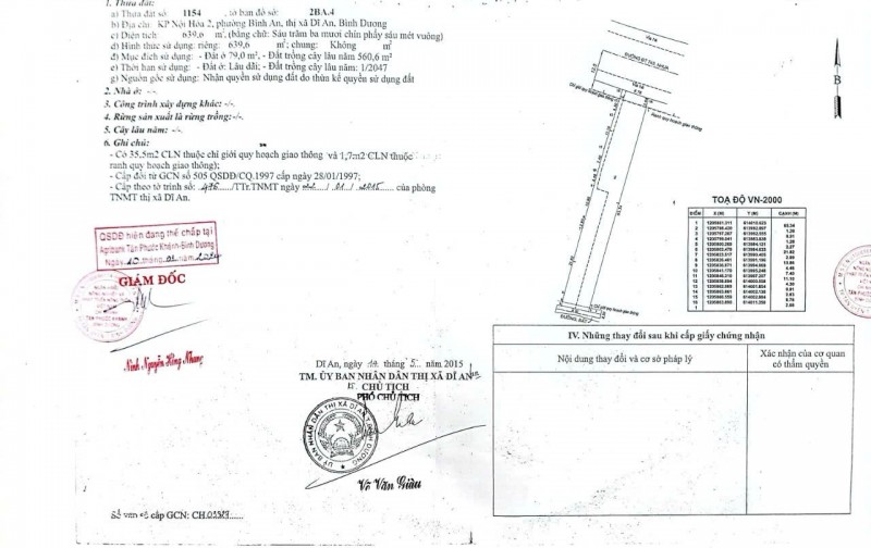 BÁN ĐẤT DĨ AN HCM, DT640M2, CÓ SẴN NHÀ, PHÒNG TRỌ VÀ KIOT, SỔ ĐỎ 70TR/M2. LH:0909808620 HOẶC 0888883358