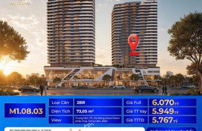 Căn hộ 2 PN MERIDIAN ĐÀ NẴNG -  sở hữu tầm view pháo hoa triệu đô giữa trung tâm TP ĐÀ NẴNG