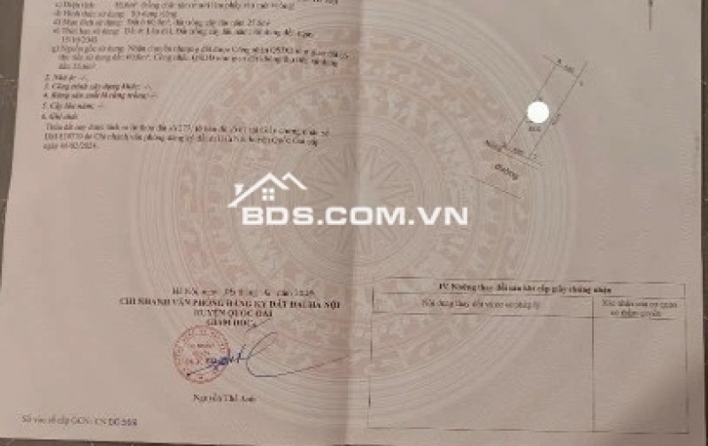 Bán đất chính chủ 85,6m2 tại Đông Hạ Đông Yên Quốc Oai sổ sẵn giao dịch
