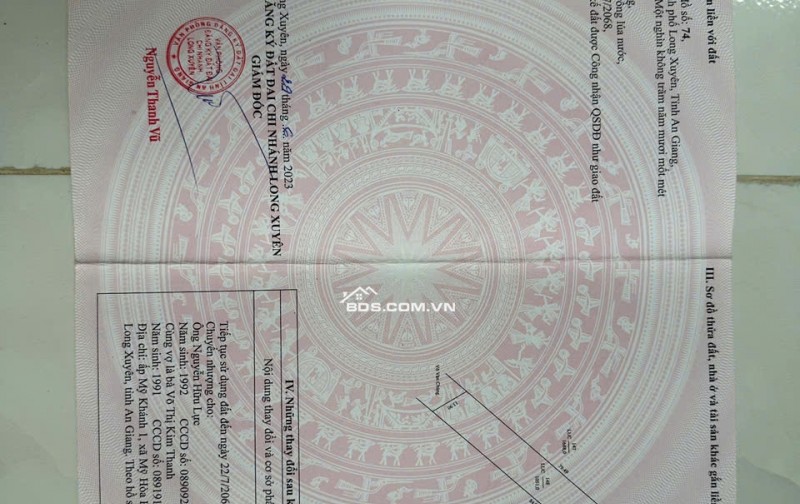 BÁN ĐẤT 3 CÔNG ĐẤT XÃ MỸ HOÀ HƯNG, TP LONG XUYÊN SHR CHỈ 750 TRIỆU. LH:0977226448