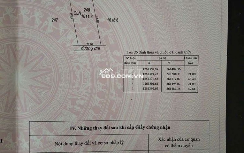 CHÍNH CHỦ CẦN BÁN LÔ ĐẤT NÔNG NGHIỆP 1011,8m2 TẠI CHÂU THÀNH - TÂY NINH
