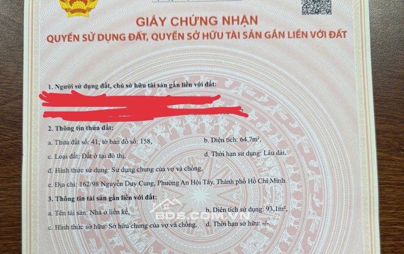 Bán nhà 1 trệt 1 lầu 162/98 Nguyễn Duy Cung, P12, Quận Gò Vấp