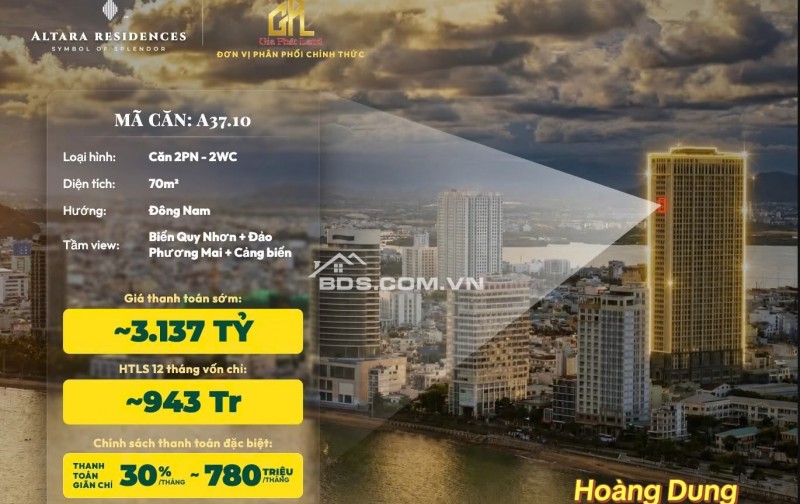 MÃ CĂN 37-10 ALTARA RESIDENCES CĂN HỘ BIỂN QUY NHƠN