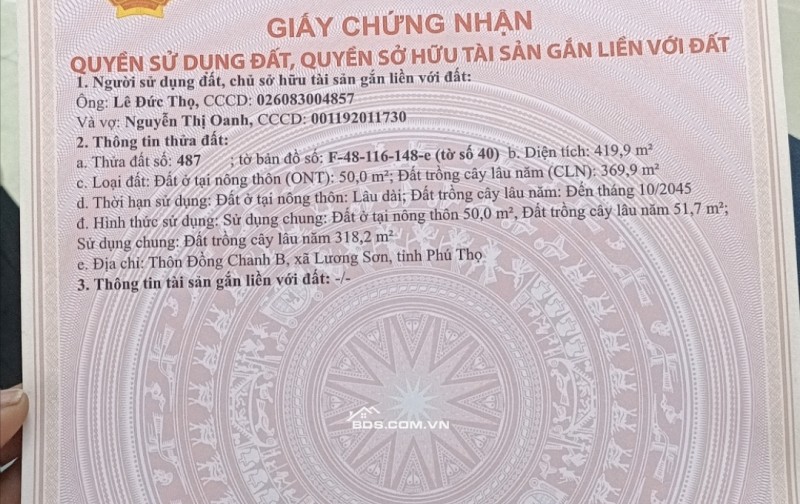 chính chủ bán đất gần khu công nghiệp nhuận trạch. 102m . giá 1.2 ty