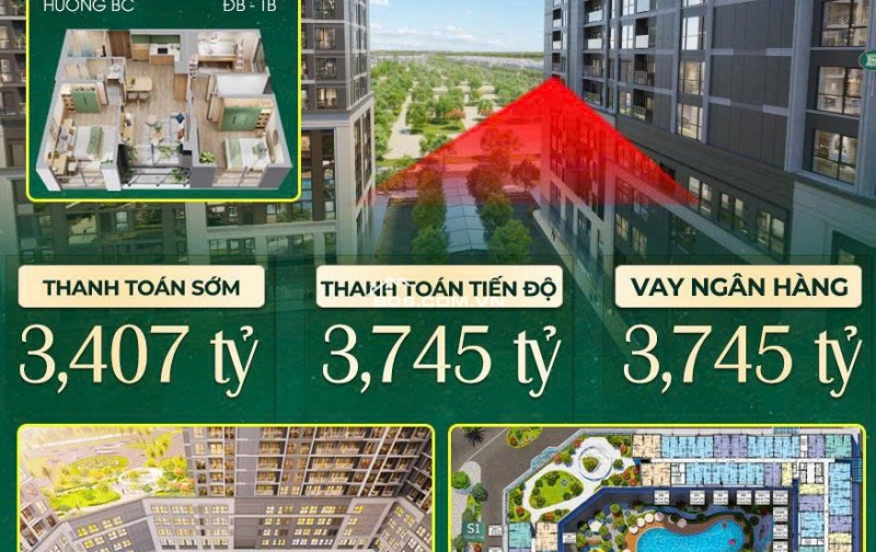 Cần bán căn hộ 3PN, Ban công Đông nam, view nội khu diện tích rộng thuộc tòa S3 Phân khu The Sentosa Chung cư Vinhomes Star City Thanh hóa