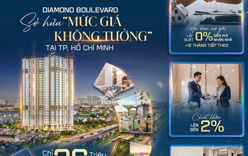 Chung cư Diamond Boulevard, mặt tiền ql13, đối diện KCN Việt Hương.