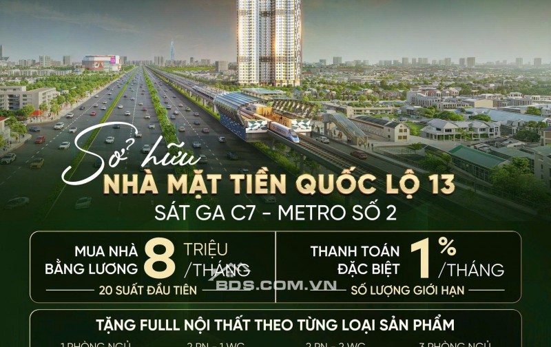 Chung cư Diamond Boulevard, mặt tiền ql13, đối diện KCN Việt Hương.