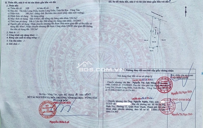 BÁN 380,6MV ĐẤT MT ĐƯỜNG SỐ 8 P.LONG ĐIỀN BÀ RỊA-VŨNG TÀU, TP.HCM 9.3TỶ LH:0918656770