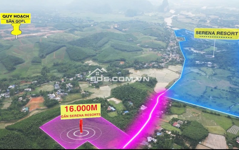 bán đất nghỉ dưỡng 1,6HA. 600k/m2. bám đường bê tông 50m, gần nghỉ dưỡng serena