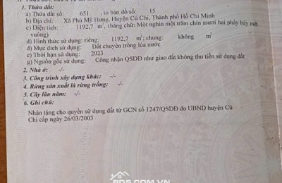 GIẢM GIÁ BÁN GẤP ĐẤT PHÚ MỸ HƯNG, CỦ CHI, TỪ 2.5 TỶ CHỈ CÒN 2.1 TỶ. LH:0918091655.