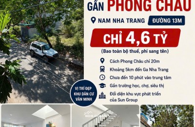 Bán nhà Khu dân cư Đất Lành – Nam Nha Trang  Cách Phong Châu 20m  Nhà đẹp 2 tầng chỉ 4,6 tỷ