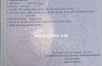 Bán đất tại Tân Thành, 5,2 tỷ, 1041 m2, mặt tiền 24,5m, ngõ 6m, giá ưu đãi, hot!