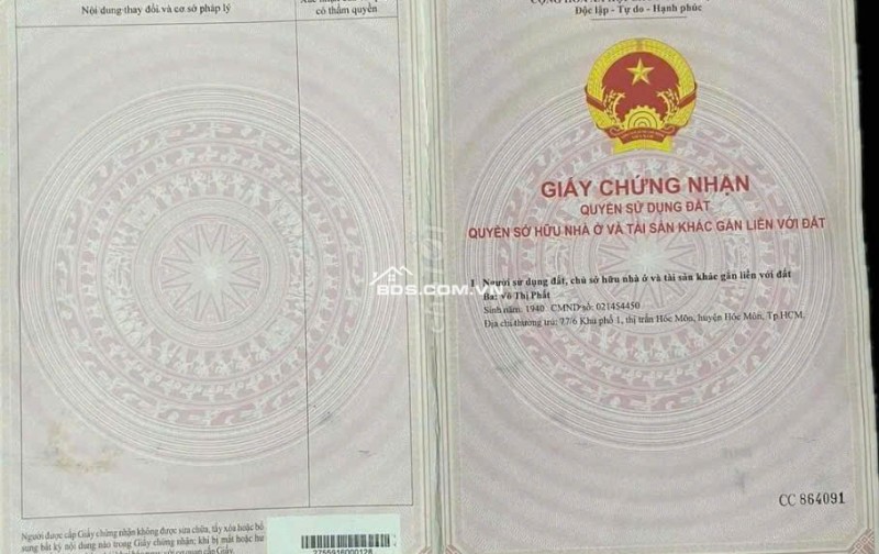 Bán đất thổ cư 147.1m2 hẻm xe hơi ngay thị trấn Hóc Môn