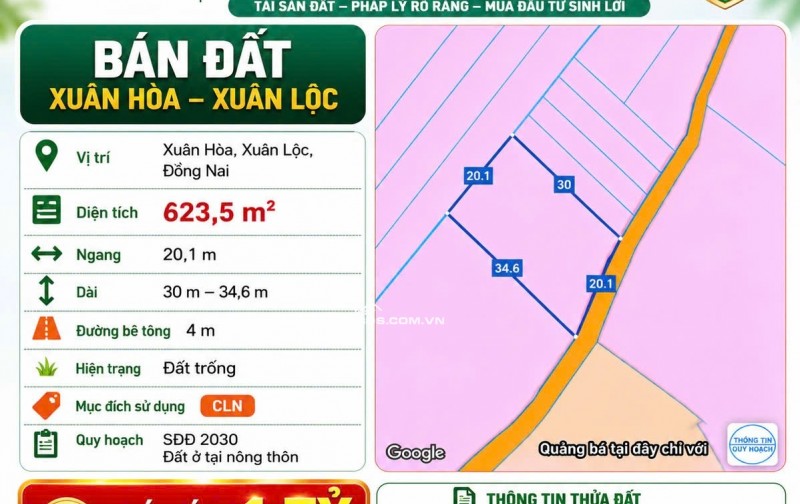 Cần Bán đất ngân hàng thanh lý.hẻm phụ bê tông 4m.