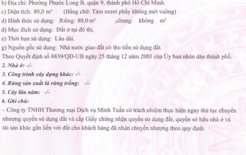 Bán đất mặt tiền  đường 655 Phường Phước Long B TP Thủ Đức