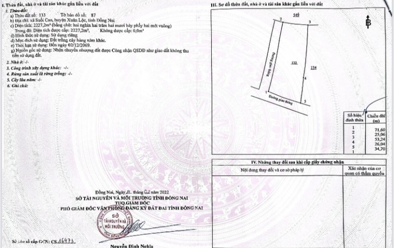 BÁN ĐẤT NGÂN HÀNG THANH LÝ XÃ SUỐI CAO, HUYỆN XUÂN LỘC