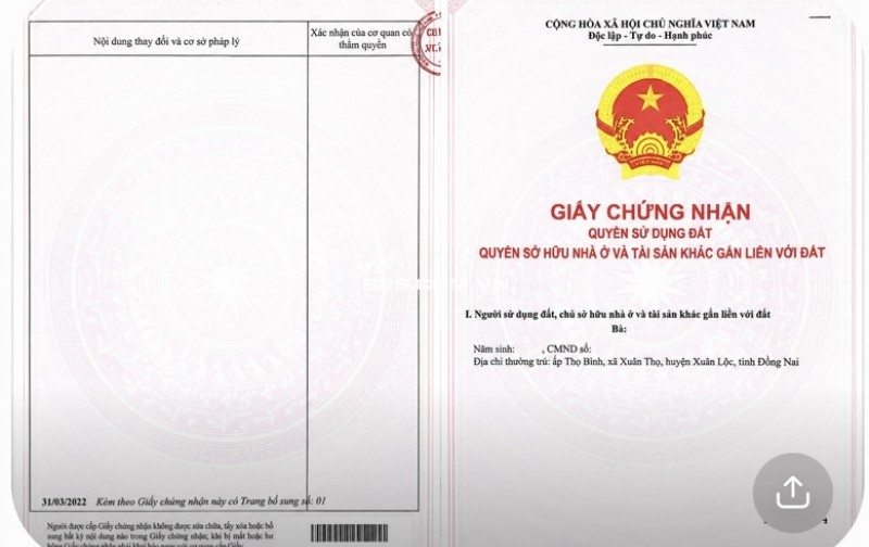 BÁN ĐẤT NGÂN HÀNG THANH LÝ XÃ SUỐI CAO, HUYỆN XUÂN LỘC