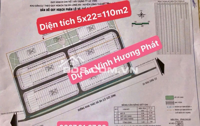 Bán 1 lô dự án Vinh Hương Phát -Blue Topaz gần khu thương mại dịch vụ sân bay Long Thành