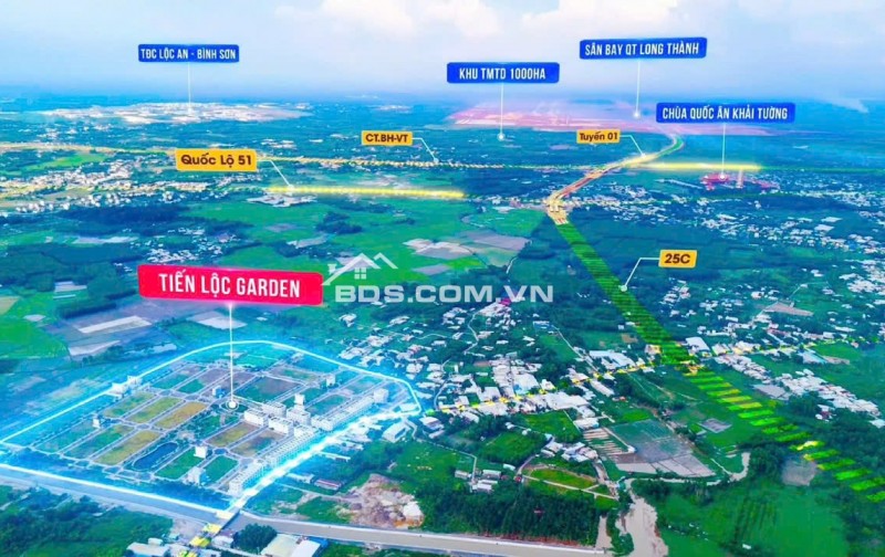 Đất nền sổ hồng riêng gần sân bay Long Thành Tiến Lộc Garden