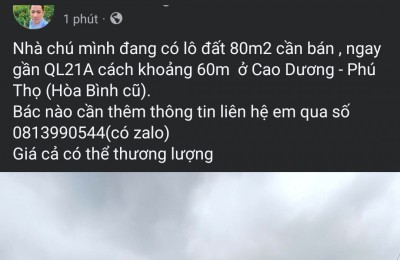 Thôn Cap xã Cao Dương tỉnh Hòa bình , gngay gần Quốc lộ 21A và các khu công nghiệp lớn