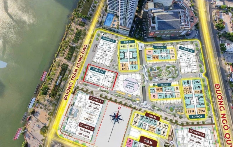 Capital Square nằm trên 4 mặt tiền đường View trực diện sông Hàn
