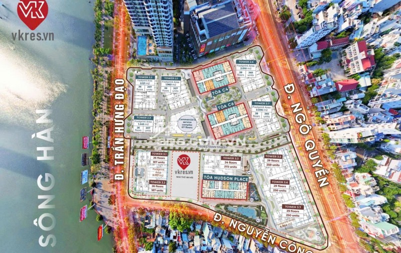 Capital Square nằm trên 4 mặt tiền đường View trực diện sông Hàn