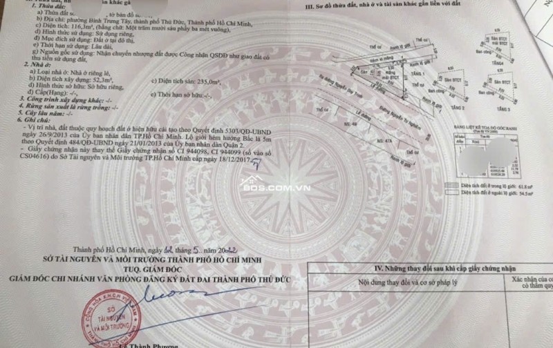 Bán nhà mặt tiền Nguyễn Tư Nghiêm Tp Thủ Đức giá 17 tỷ