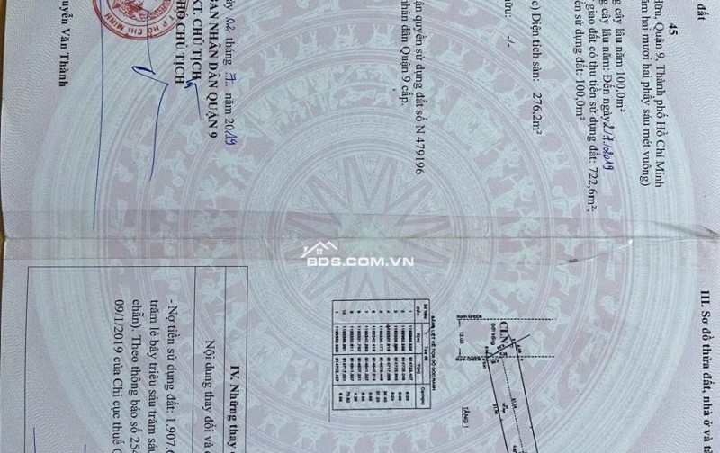 Bán đất mặt tiền Gò Cát phường Phú Hữu Tp Thủ Đức giá 37 tỷ