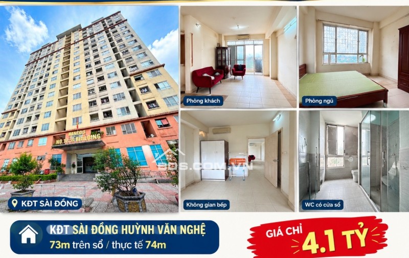BÁN CHUNG CƯ LÔ GÓC THOÁNG SÁNG SÀI ĐỒNG HÀNG XÓM VINHOMES 2 NGỦ BAN CÔNG RỘNG 74M² 4.1 TỶ.