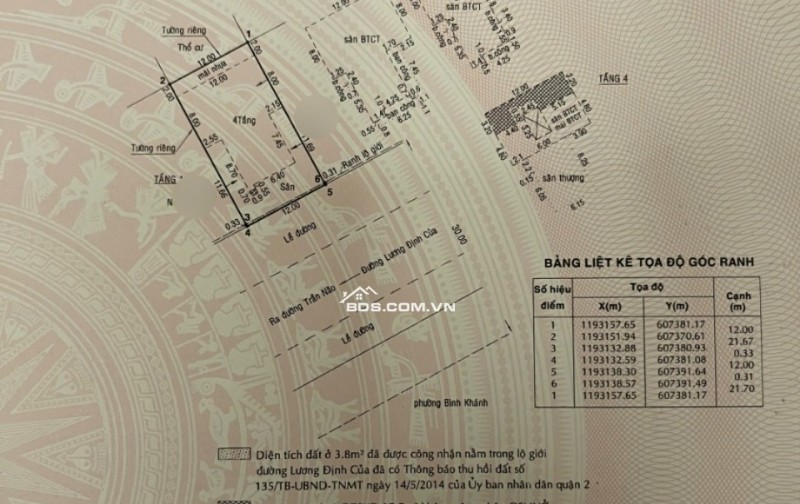 Bán nhà mặt tiền Lương Đình Của An Khánh Tp Thủ Đức giá 132 tỷ