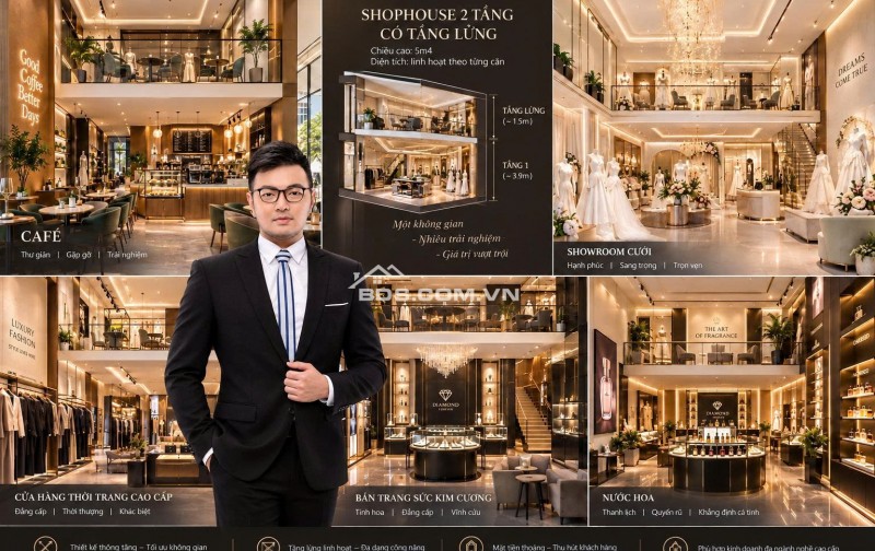 Vinhomes Quận 9- Shophouse Beverly 5,4m- tầng lửng linh hoạt, nhiều mô hình kinh doanh: từ 129 triệu/m2