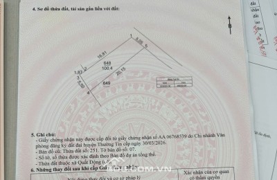 Cần bán mảnh đất tại thôn Lưu Xá, xã Thượng Phúc, Hà Nội. Giá 5x tr/m²