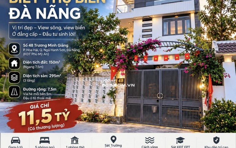 CHÍNH CHỦ BÁN GẤP BIỆT THỰ BIỂN ĐÀ NẴNG – GIÁ CHỈ 11,5 TỶ – DÒNG TIỀN CHO THUÊ HƠN 30 TRIỆU/THÁNG