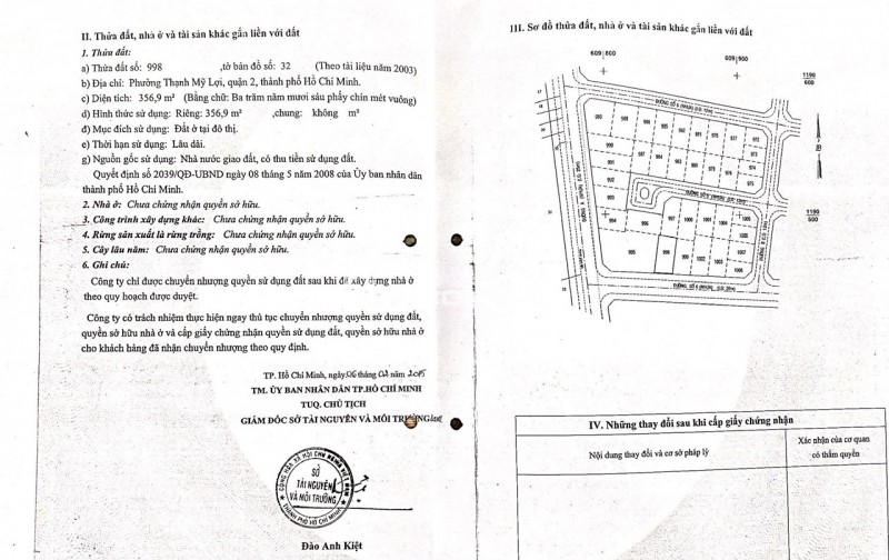 Bán nền biệt thự 357m2 khu Thủ Thiêm Viila q2, đường 20m cách sông SG 1 lô góc
