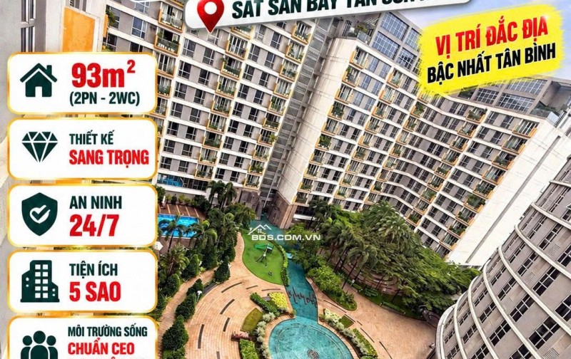 Bán căn hộ Saigon Airport Plaza 93m2, 2PN  , Sổ riêng 7.5tỷ