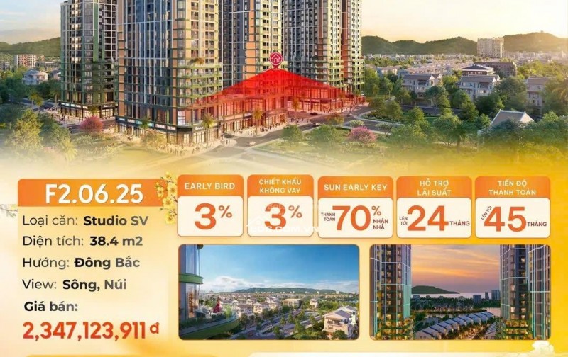 Căn hộ studio sân vườn view sông hướng biển, pháo hoa, núi Ngũ Hành Sơn, Đà Nẵng.