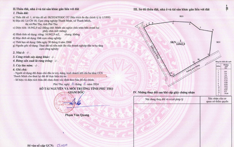 Chính chủ bán nhanh lô đất công nghiệp tại CCN Thanh Minh, Phú Thọ