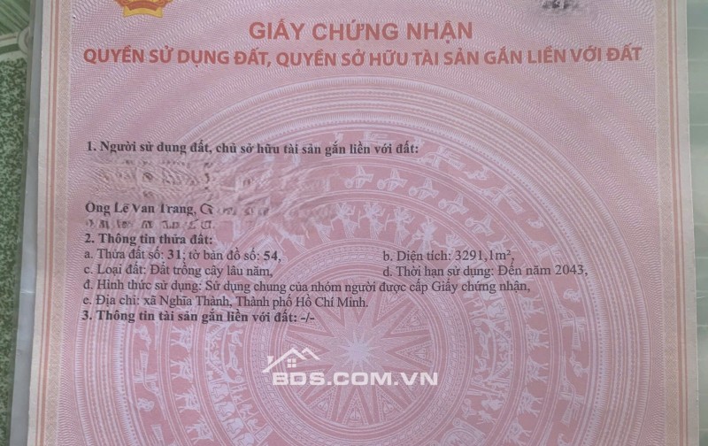 CHÍNH CHỦ BÁN QUỸ ĐẤT 5.380 m² – SÁT KHU TÁI ĐỊNH CƯ SONADEZI SUỐI NGHỆ – GẦN KCN CHÂU ĐỨC
