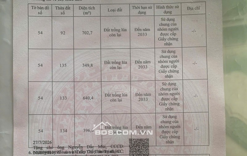 CHÍNH CHỦ BÁN QUỸ ĐẤT 5.380 m² – SÁT KHU TÁI ĐỊNH CƯ SONADEZI SUỐI NGHỆ – GẦN KCN CHÂU ĐỨC